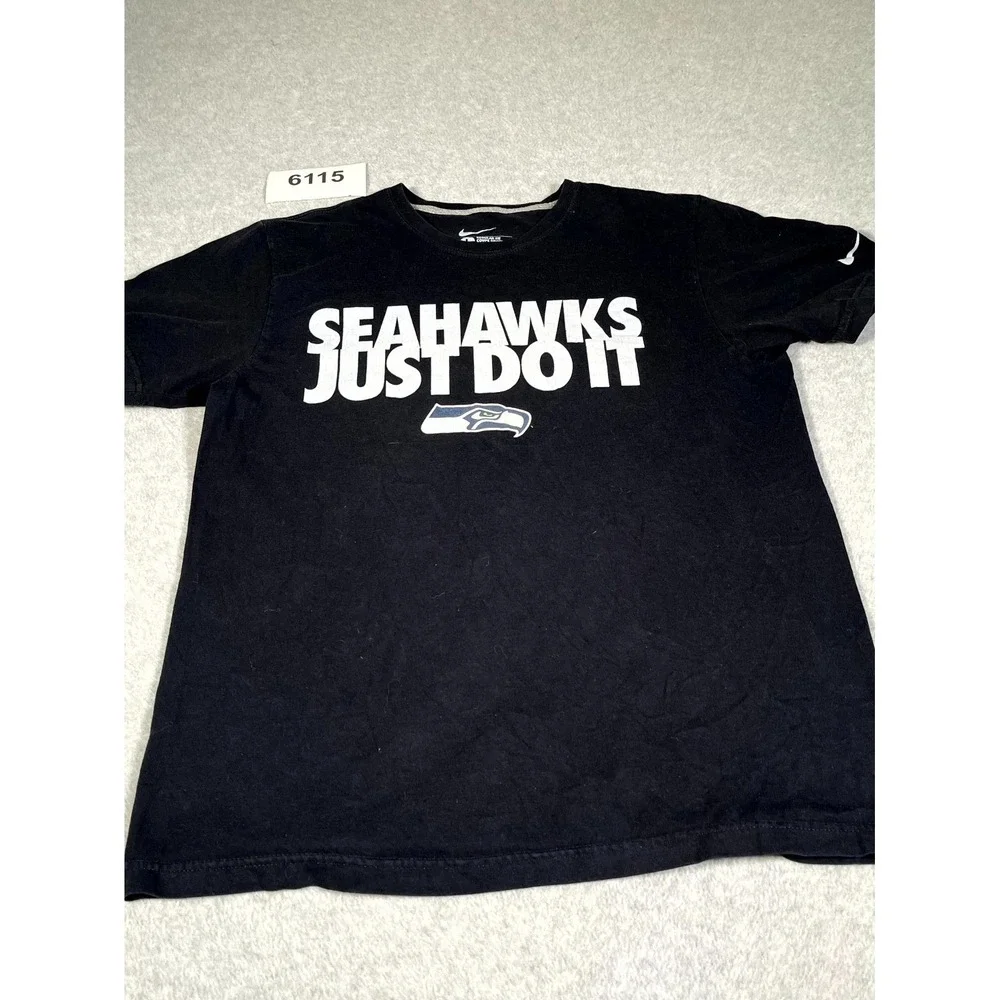 Seattle‎ Seahawks T Shirt Mens Large Black Nike Football Sports Regular Fit
